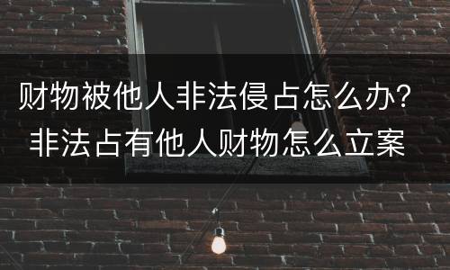 财物被他人非法侵占怎么办？ 非法占有他人财物怎么立案