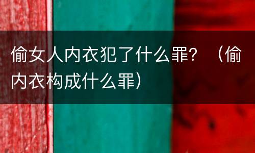 偷女人内衣犯了什么罪？（偷内衣构成什么罪）