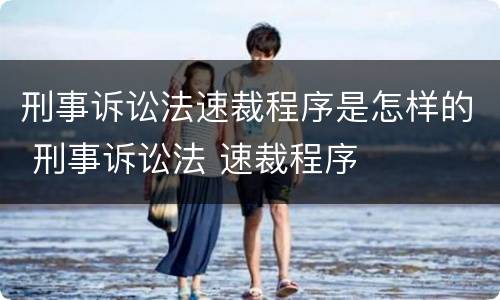 刑事诉讼法速裁程序是怎样的 刑事诉讼法 速裁程序