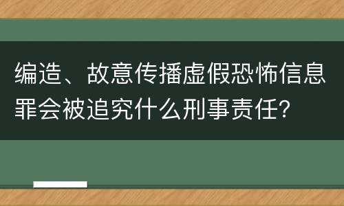 编造、故意传播虚假恐怖信息罪会被追究什么刑事责任？