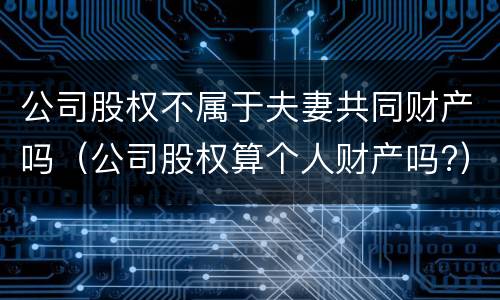 公司股权不属于夫妻共同财产吗（公司股权算个人财产吗?）
