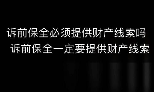诉前保全必须提供财产线索吗 诉前保全一定要提供财产线索吗