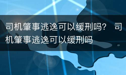 司机肇事逃逸可以缓刑吗？ 司机肇事逃逸可以缓刑吗