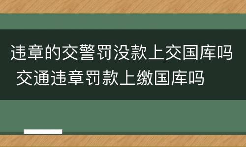 违章的交警罚没款上交国库吗 交通违章罚款上缴国库吗