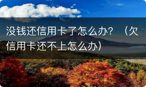 没钱还信用卡了怎么办？（欠信用卡还不上怎么办）