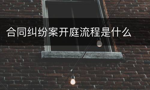 合同纠纷案开庭流程是什么