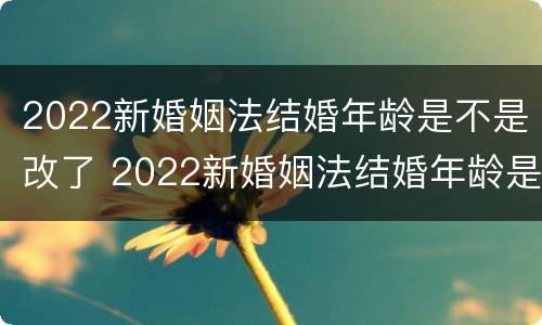 2022新婚姻法结婚年龄是不是改了 2022新婚姻法结婚年龄是不是改了呢