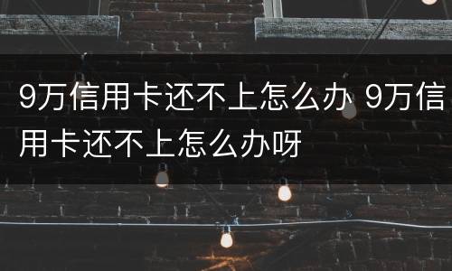 9万信用卡还不上怎么办 9万信用卡还不上怎么办呀