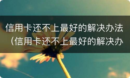 信用卡还不上最好的解决办法（信用卡还不上最好的解决办法是什么）