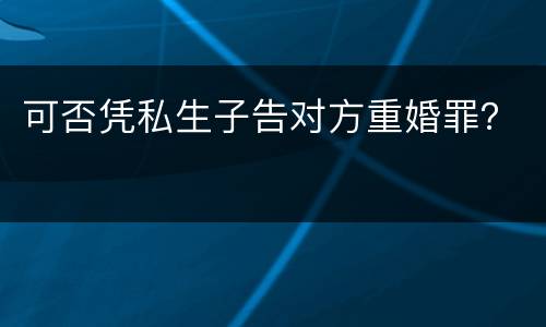 可否凭私生子告对方重婚罪？