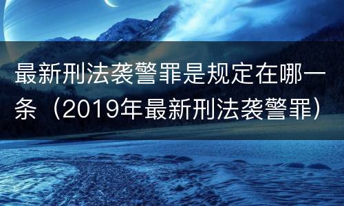 最新刑法袭警罪是规定在哪一条（2019年最新刑法袭警罪）