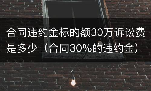 合同违约金标的额30万诉讼费是多少（合同30%的违约金）