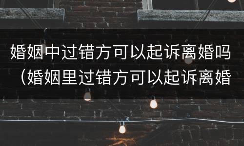 婚姻中过错方可以起诉离婚吗（婚姻里过错方可以起诉离婚吗）