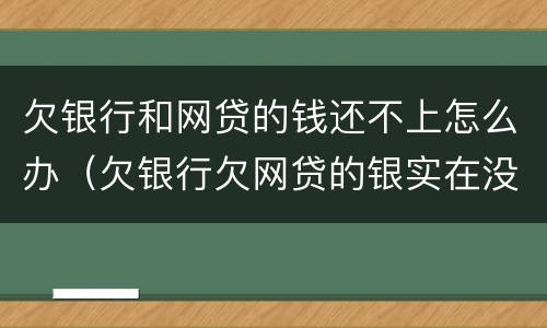 欠银行和网贷的钱还不上怎么办（欠银行欠网贷的银实在没能力还了怎么办）
