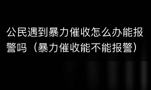 公民遇到暴力催收怎么办能报警吗（暴力催收能不能报警）