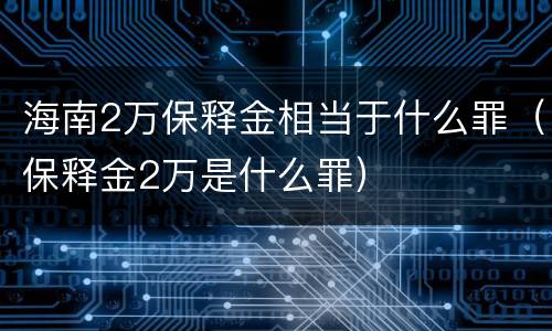 海南2万保释金相当于什么罪（保释金2万是什么罪）