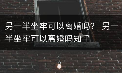 另一半坐牢可以离婚吗？ 另一半坐牢可以离婚吗知乎
