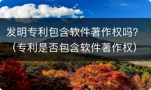 发明专利包含软件著作权吗？（专利是否包含软件著作权）