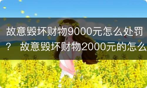 故意毁坏财物9000元怎么处罚？ 故意毁坏财物2000元的怎么处理