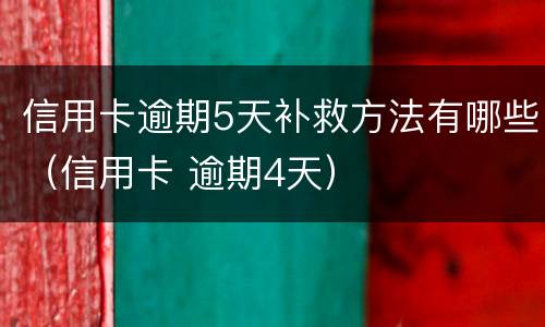 信用卡逾期5天补救方法有哪些（信用卡 逾期4天）