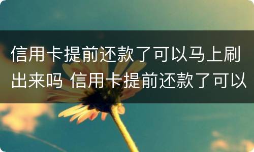 信用卡提前还款了可以马上刷出来吗 信用卡提前还款了可以马上刷出来吗怎么还