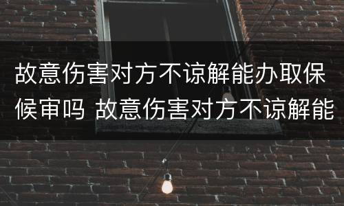 故意伤害对方不谅解能办取保候审吗 故意伤害对方不谅解能办取保候审吗会判刑吗