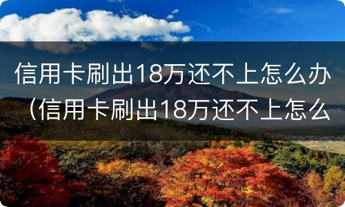 信用卡刷出18万还不上怎么办（信用卡刷出18万还不上怎么办呢）