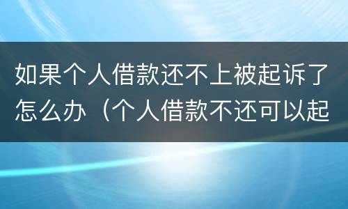 如果个人借款还不上被起诉了怎么办（个人借款不还可以起诉吗）