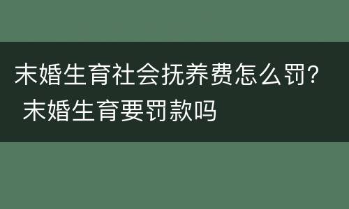 末婚生育社会抚养费怎么罚？ 末婚生育要罚款吗