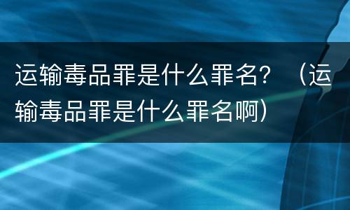 运输毒品罪是什么罪名？（运输毒品罪是什么罪名啊）