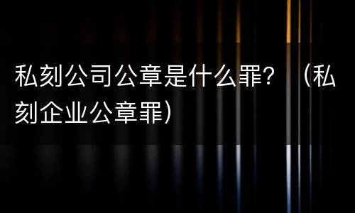私刻公司公章是什么罪？（私刻企业公章罪）