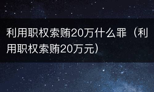利用职权索贿20万什么罪（利用职权索贿20万元）