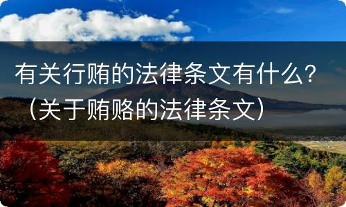 有关行贿的法律条文有什么？（关于贿赂的法律条文）