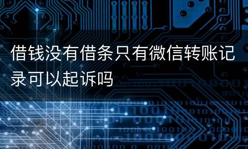 借钱没有借条只有微信转账记录可以起诉吗