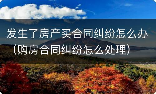 发生了房产买合同纠纷怎么办（购房合同纠纷怎么处理）