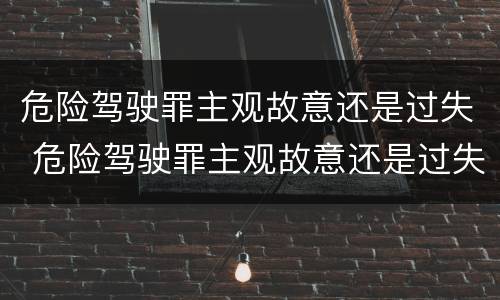 危险驾驶罪主观故意还是过失 危险驾驶罪主观故意还是过失行为