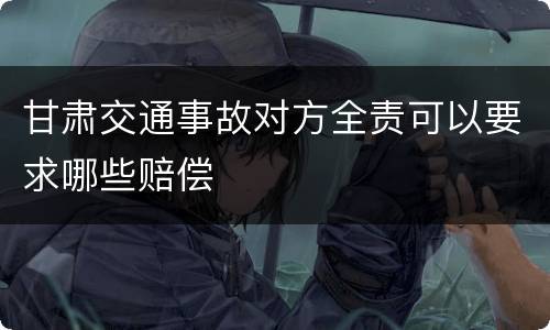 甘肃交通事故对方全责可以要求哪些赔偿