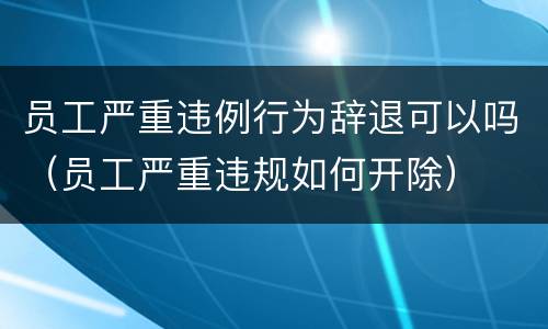 员工严重违例行为辞退可以吗（员工严重违规如何开除）