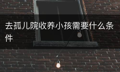 去孤儿院收养小孩需要什么条件