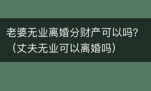 老婆无业离婚分财产可以吗？（丈夫无业可以离婚吗）