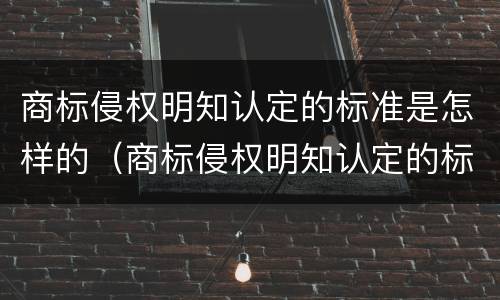 商标侵权明知认定的标准是怎样的（商标侵权明知认定的标准是怎样的法律）