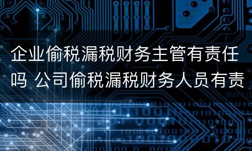 企业偷税漏税财务主管有责任吗 公司偷税漏税财务人员有责任吗?