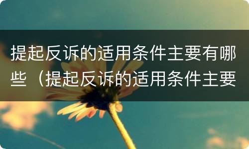 提起反诉的适用条件主要有哪些（提起反诉的适用条件主要有哪些方式）
