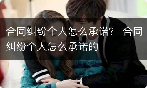 合同纠纷个人怎么承诺？ 合同纠纷个人怎么承诺的