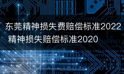 东莞精神损失费赔偿标准2022 精神损失赔偿标准2020