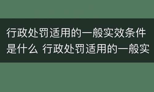 行政处罚适用的一般实效条件是什么 行政处罚适用的一般实效条件是什么