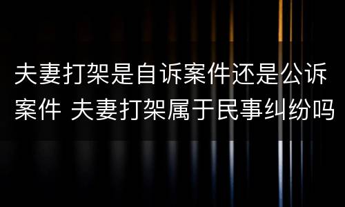 夫妻打架是自诉案件还是公诉案件 夫妻打架属于民事纠纷吗