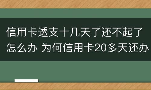 信用卡透支十几天了还不起了怎么办 为何信用卡20多天还办不下来