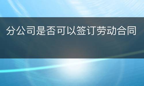 分公司是否可以签订劳动合同