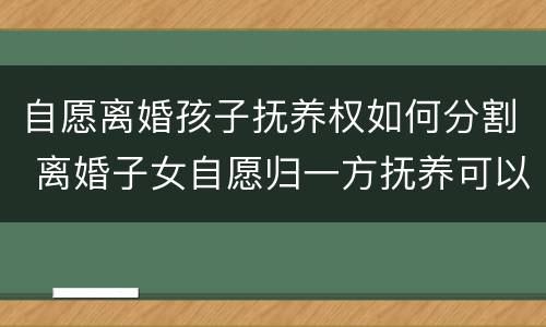 自愿离婚孩子抚养权如何分割 离婚子女自愿归一方抚养可以吗?